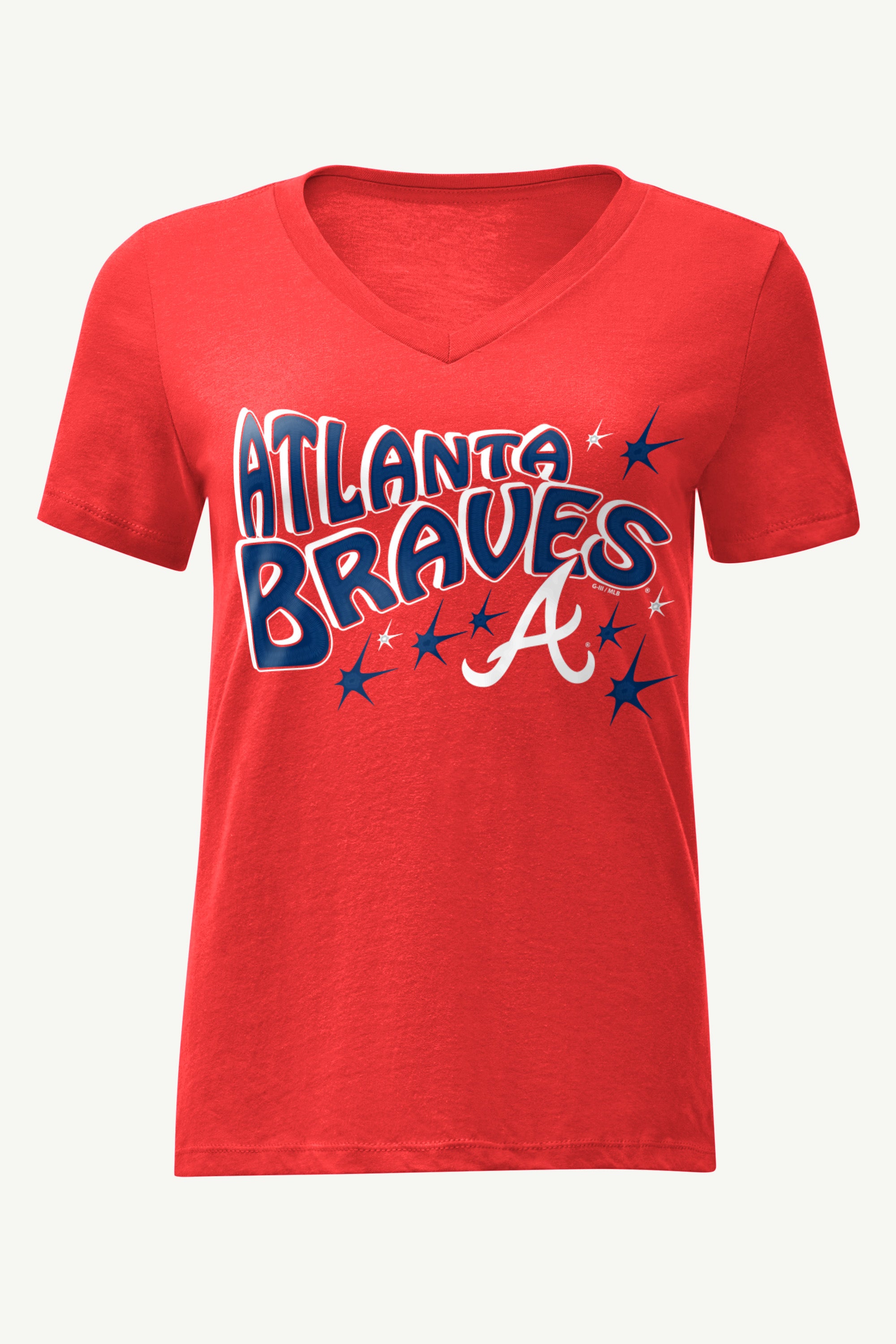 WOMENS ATLANTA BRAVES FIREWORKS V NECK T SHIRT View 1 | Atlanta Braves