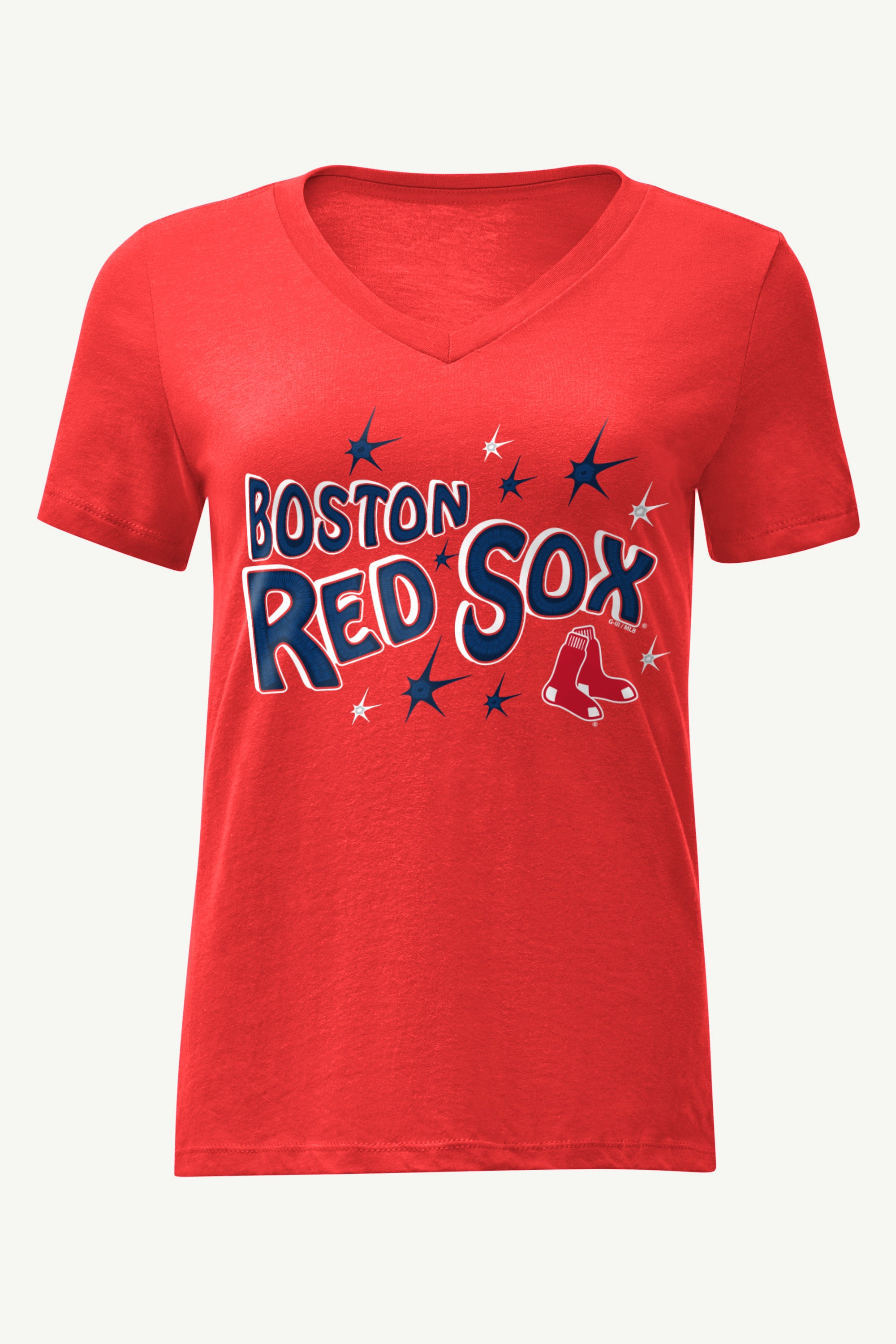 WOMENS BOSTON RED SOX FIREWORKS V NECK T SHIRT View 1 | Boston Red Sox