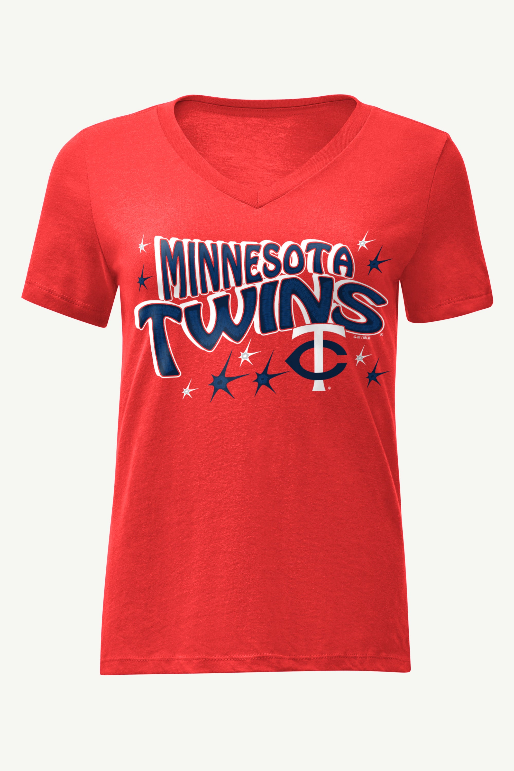 WOMENS MINNESOTA TWINS FIREWORKS V NECK T SHIRT View 1 | Minnesota Twins