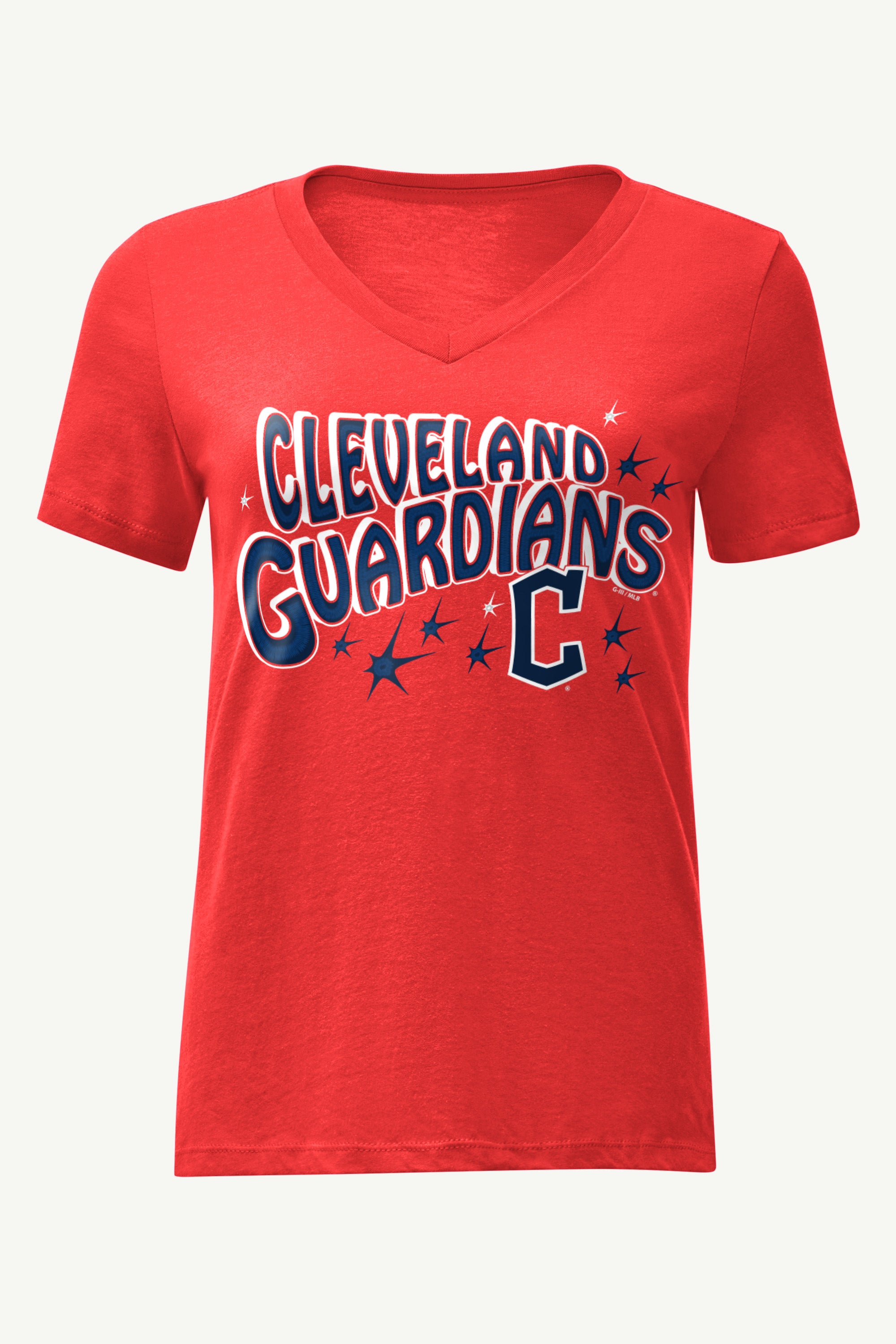 WOMENS CLEVELAND GUARDIANS FIREWORKS V NECK T SHIRT View 1 | Cleveland Guardians