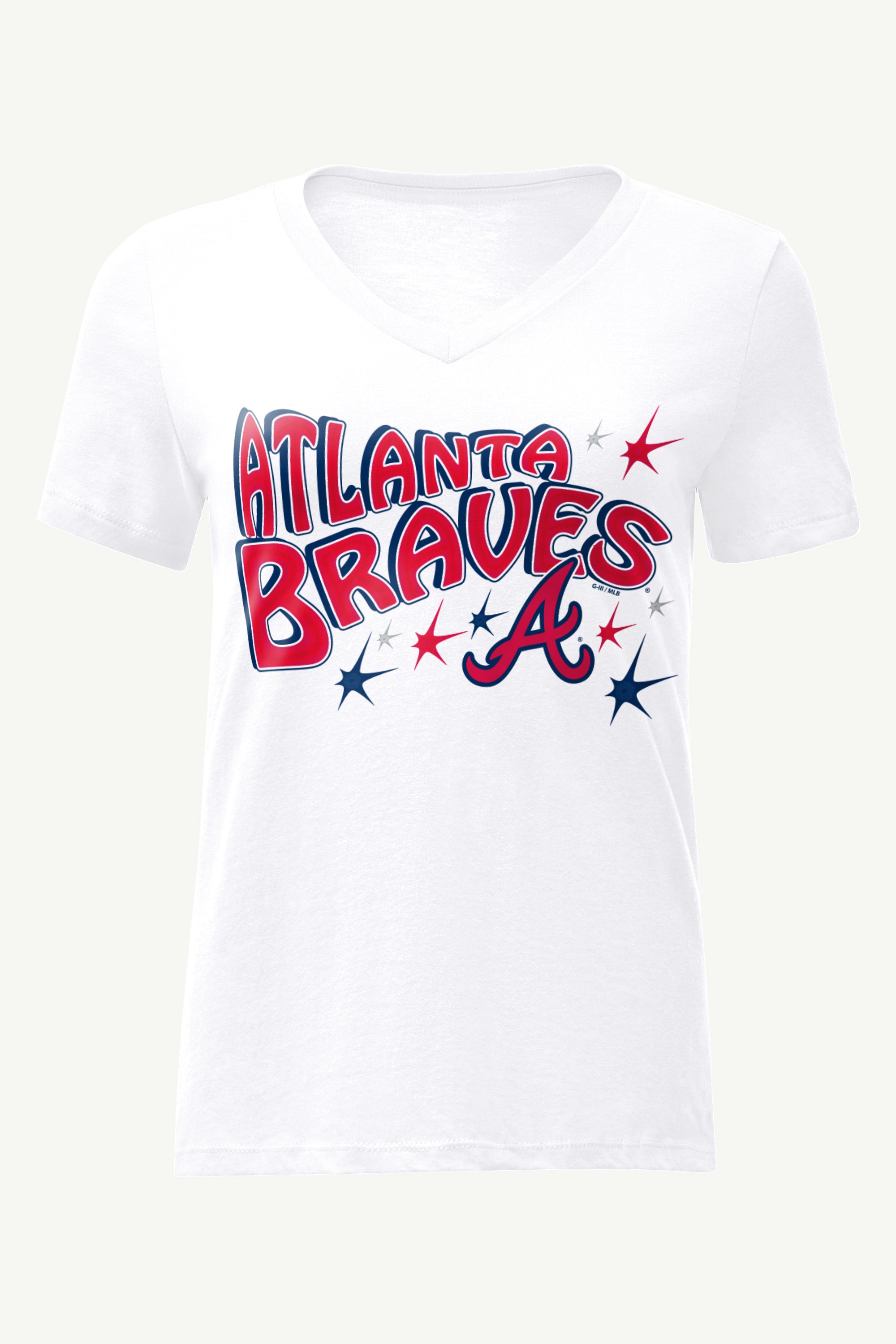 WOMENS ATLANTA BRAVES FIREWORKS V NECK T SHIRT View 1 | Atlanta Braves
