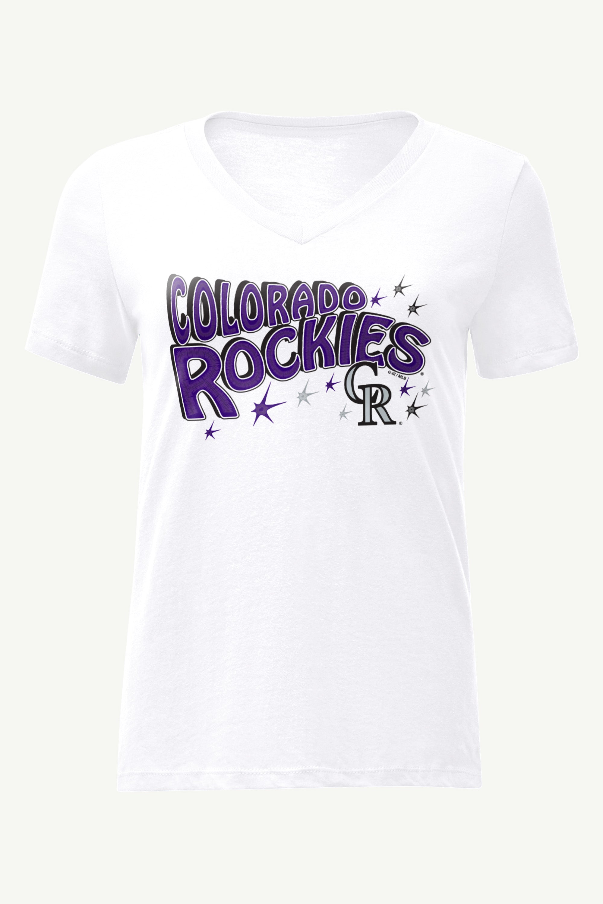 WOMENS COLORADO ROCKIES FIREWORKS V NECK T SHIRT View 1 | Products