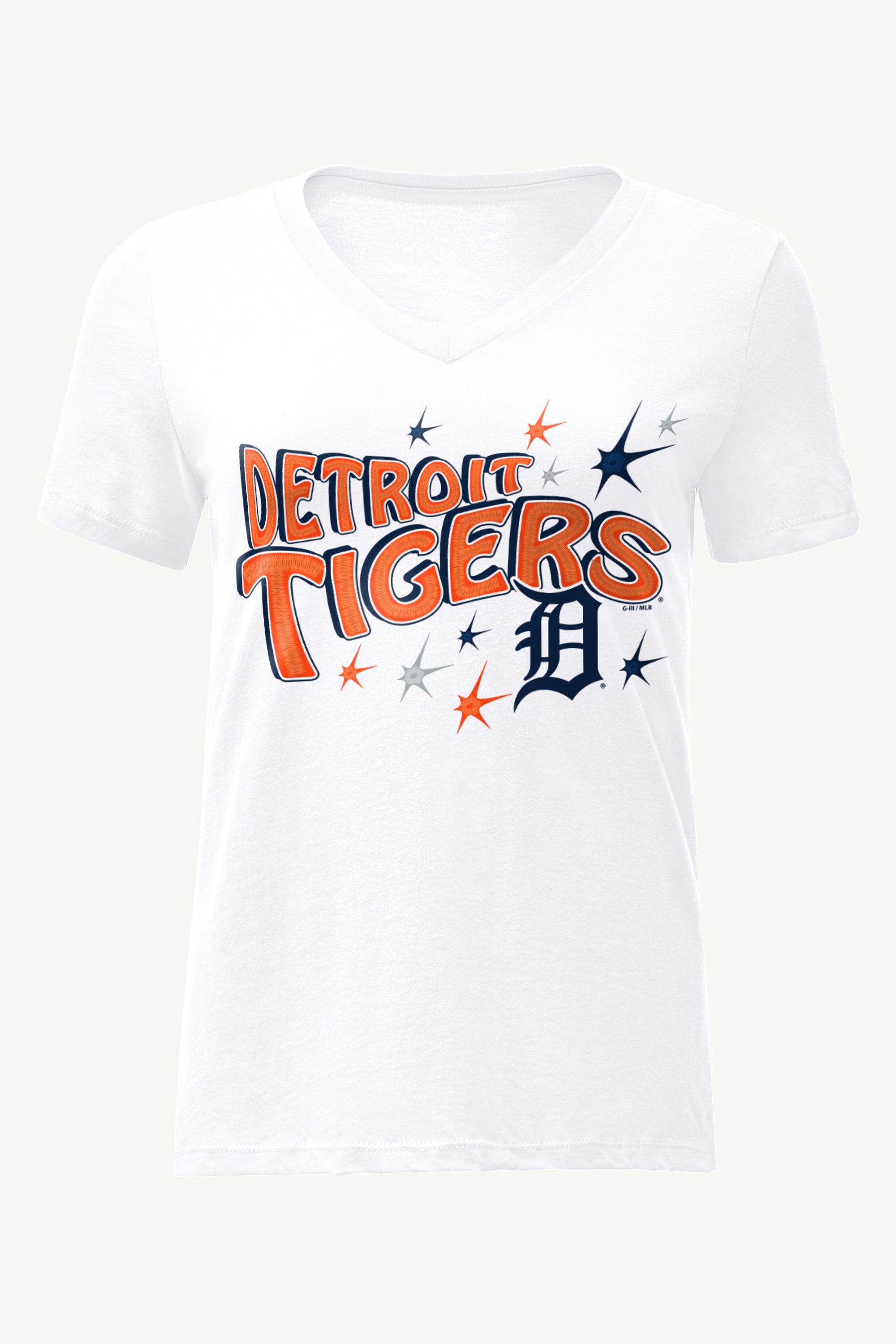 WOMENS DETROIT TIGERS FIREWORKS V NECK T SHIRT View 1 | Detroit Tigers