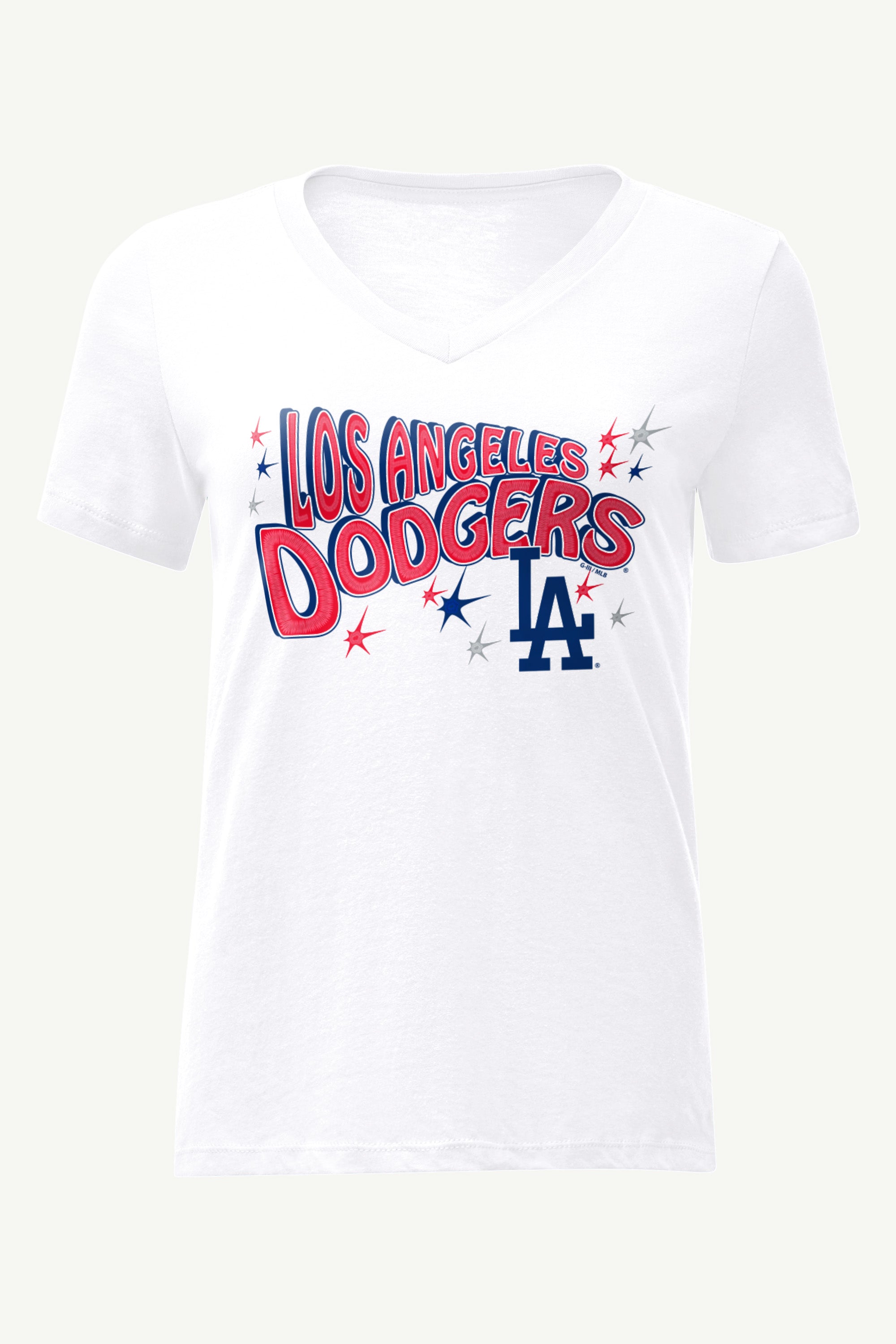WOMENS LOS ANGELES DODGERS FIREWORKS V NECK T SHIRT View 1 | Products