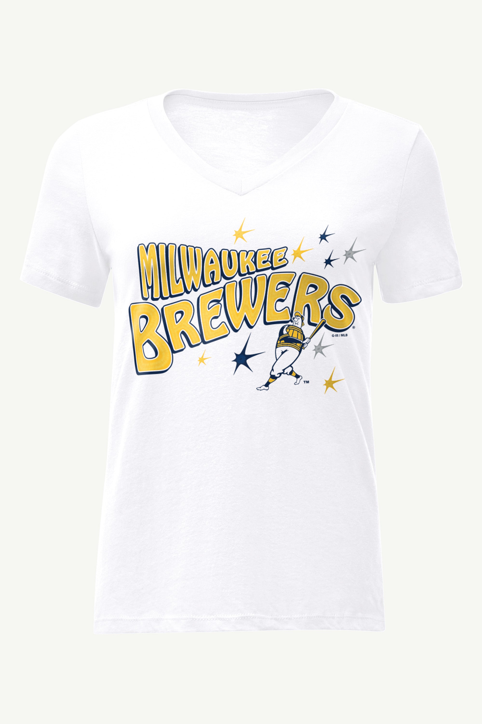 WOMENS MILWAUKEE BREWERS FIREWORKS V NECK T SHIRT View 1 | Milwaukee Brewers