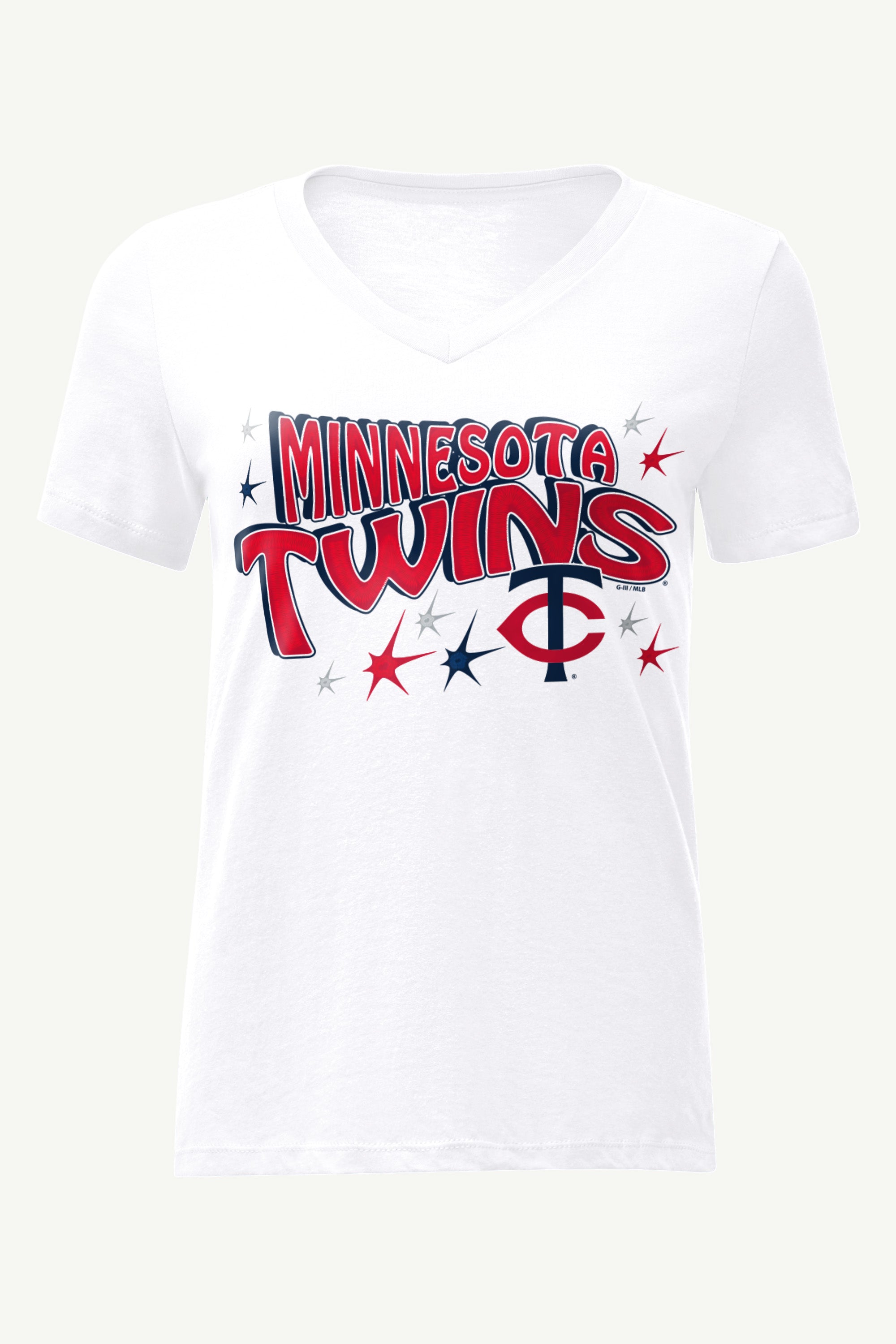WOMENS MINNESOTA TWINS FIREWORKS V NECK T SHIRT View 1 | Minnesota Twins