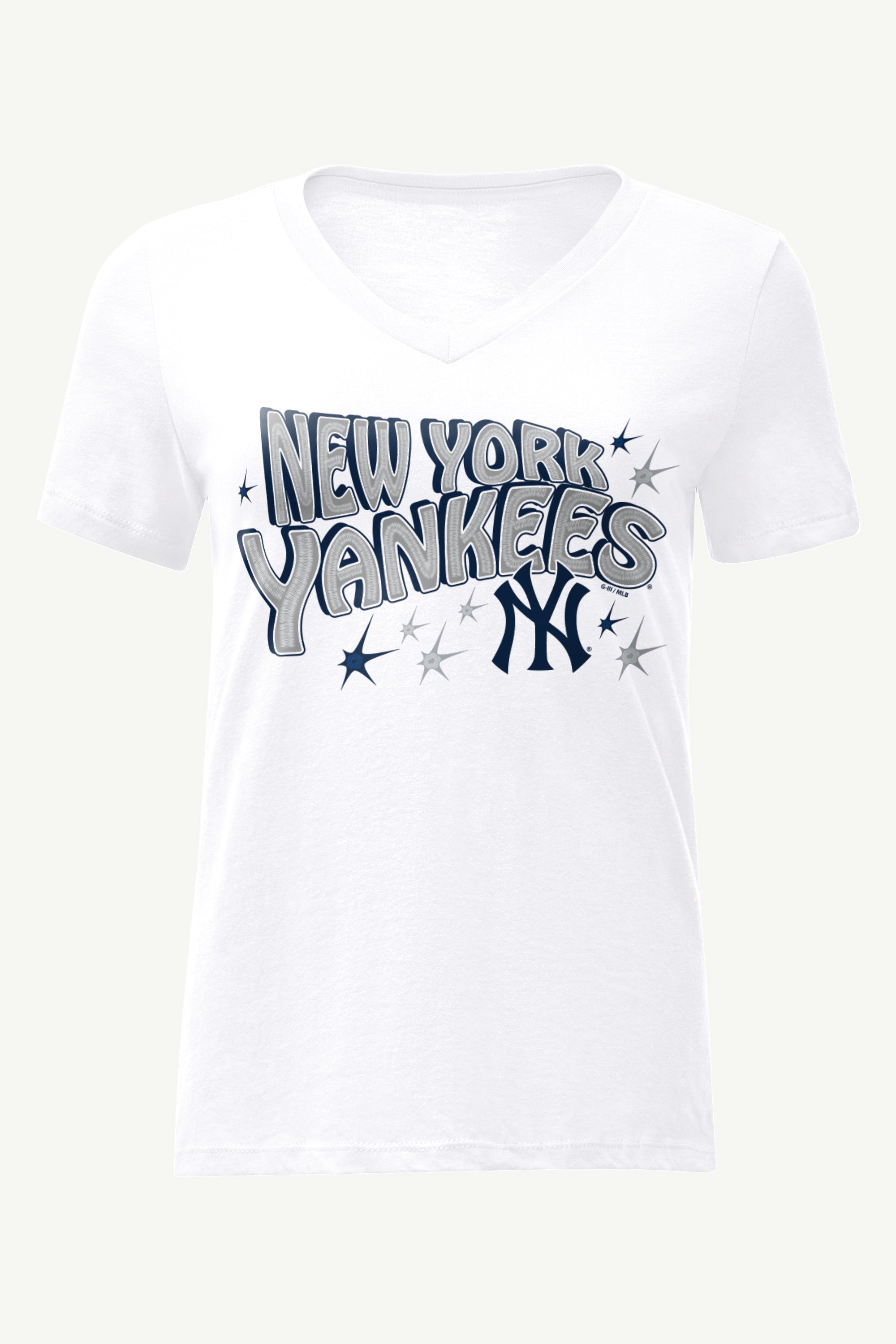 WOMENS NEW YORK YANKEES FIREWORKS V NECK T SHIRT View 1 | New York Yankees