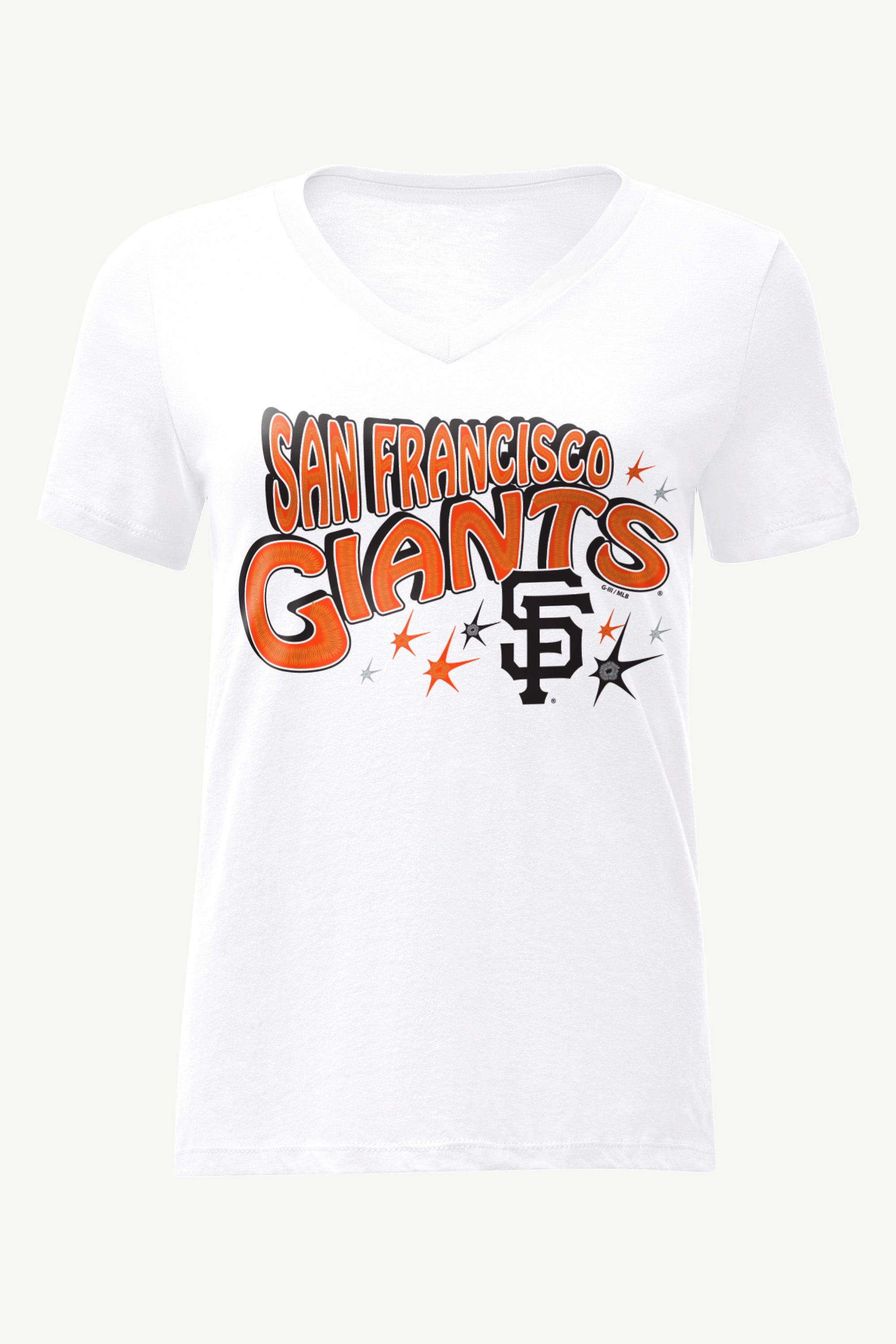 WOMENS SAN FRANCISCO GIANTS FIREWORKS V NECK T SHIRT View 1 | San Francisco Giants