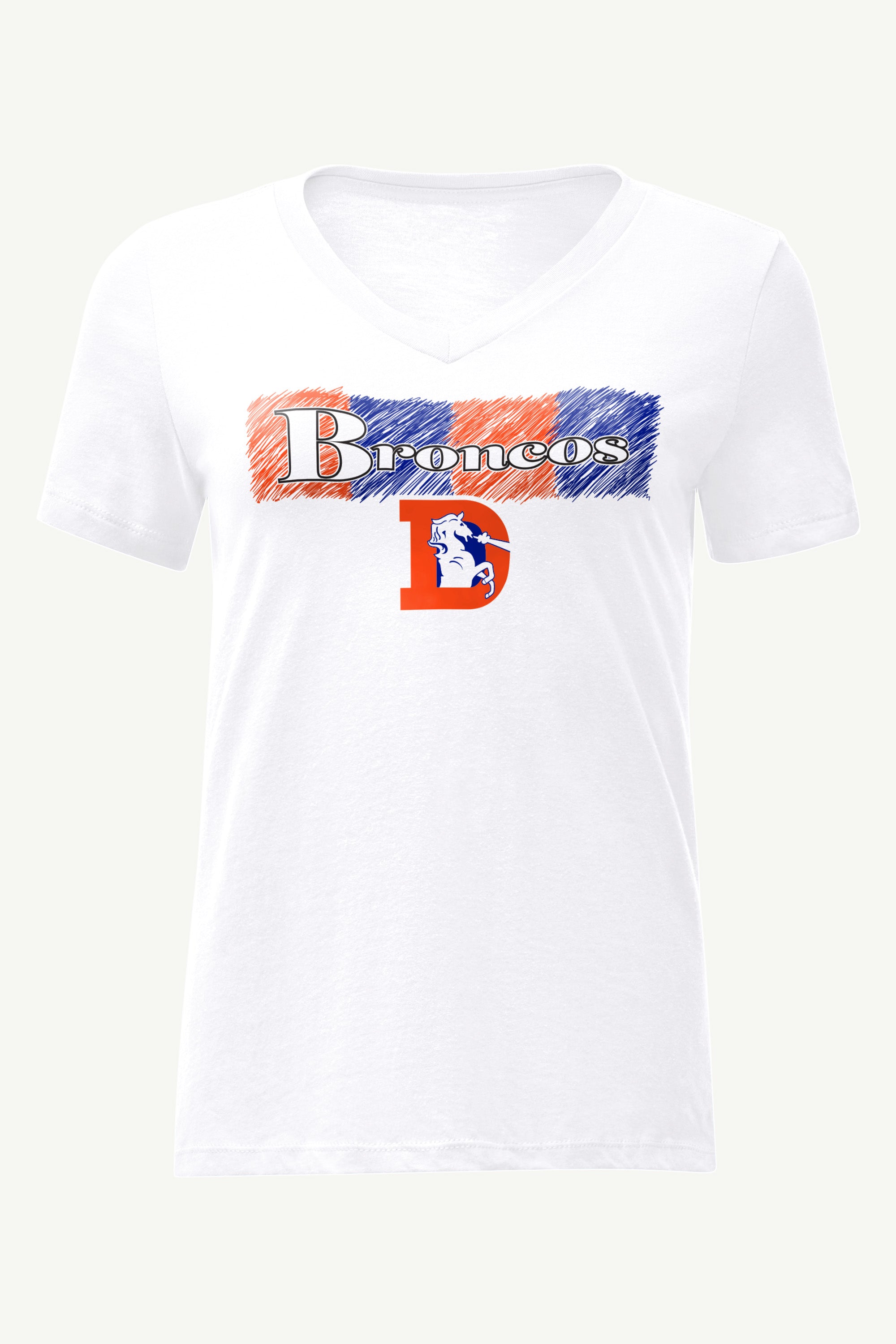WOMENS DENVER BRONCOS COLOR SHADDING V-NECK T SHIRT View 1 | Denver Broncos