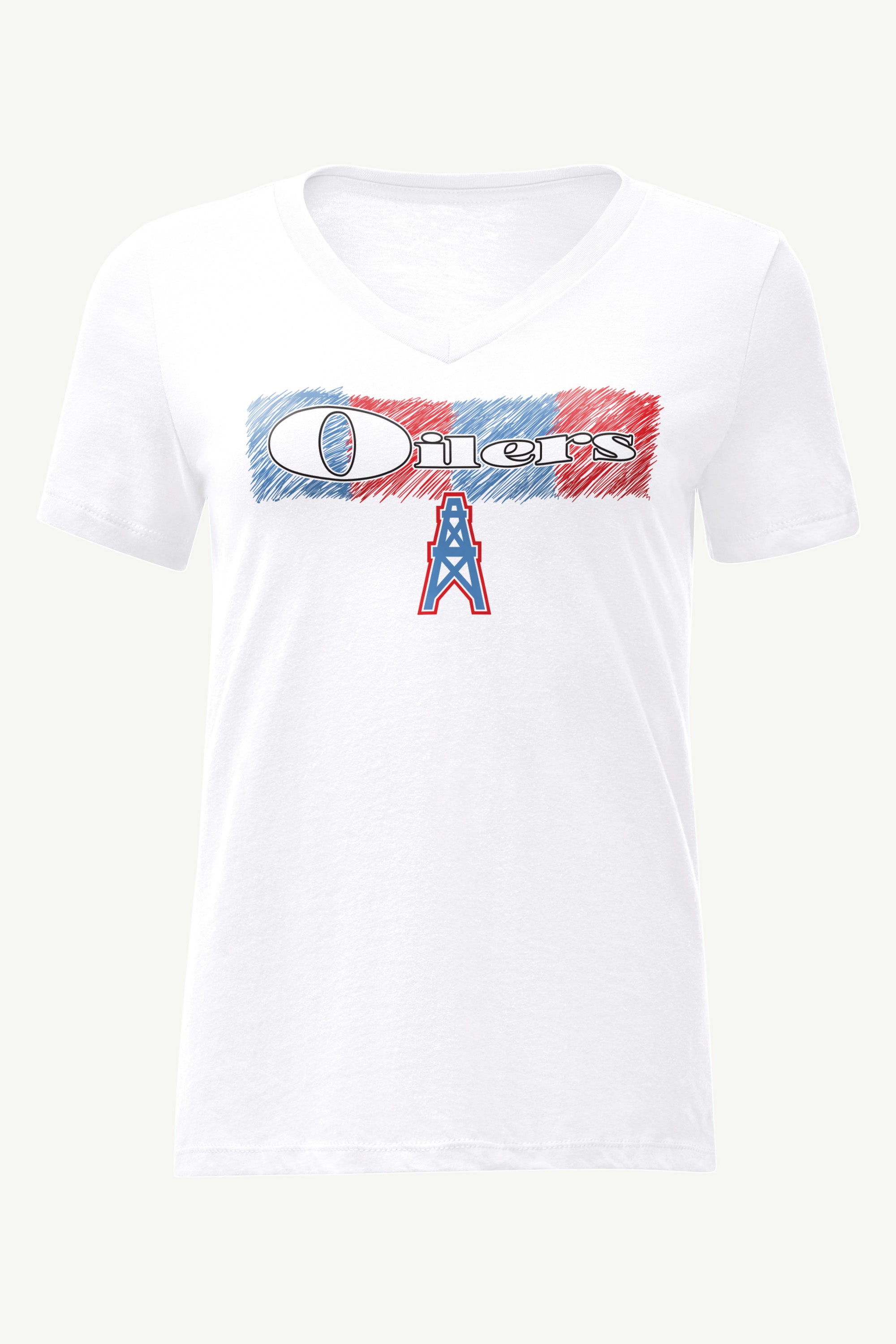 WOMENS HOUSTON OILERS COLOR SHADDING V-NECK T SHIRT View 1 | NFL