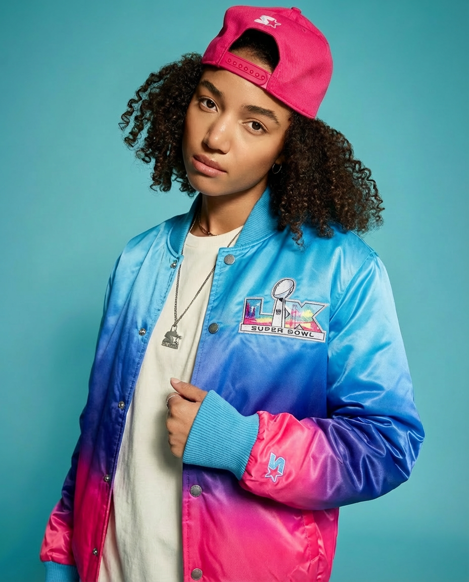 MENS SUPER BOWL LX SATIN VARSITY JACKET View 4