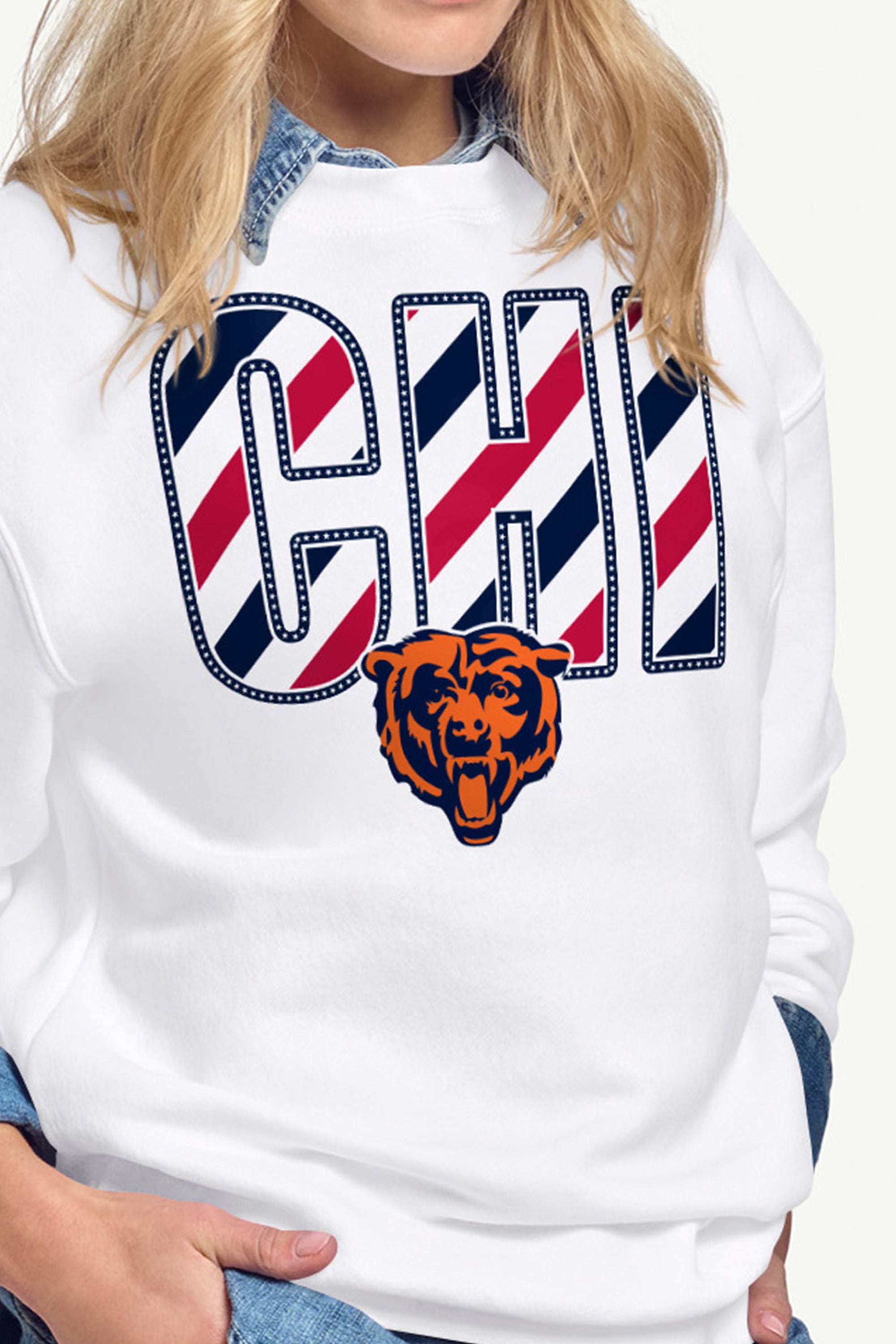 WOMENS CHICAGO BEARS STARS AND STRIPES SWEATSHIRT View 2
