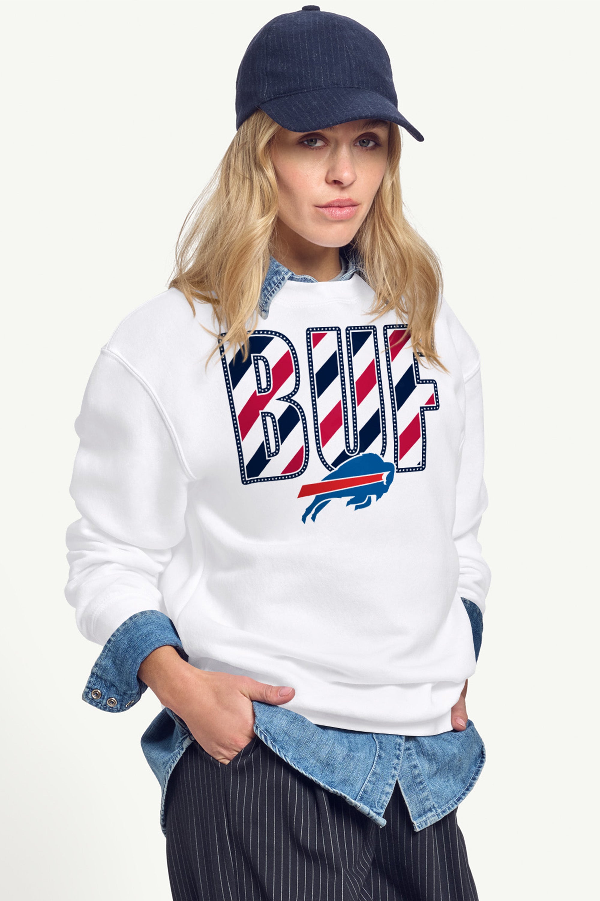 WOMENS BUFFALO BILLS STARS AND STRIPES SWEATSHIRT View 3