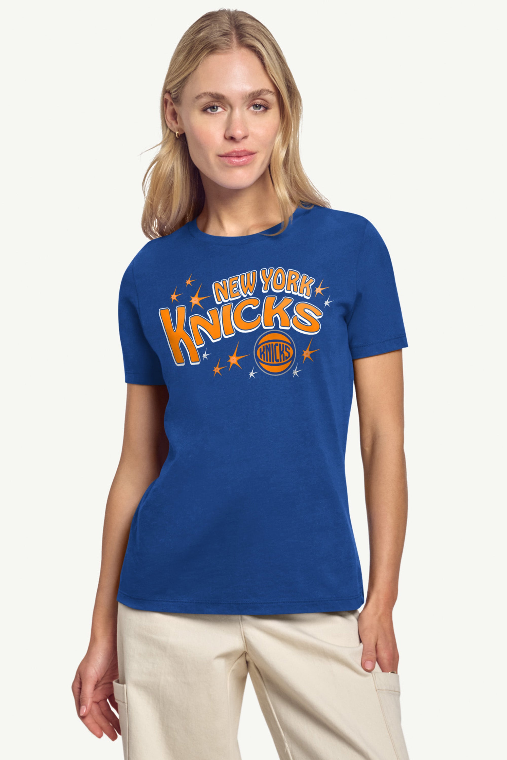 WOMENS NEW YORK KNICKS FIREWORKS SHORT SLEEVE T SHIRT View 1 | New York Knicks