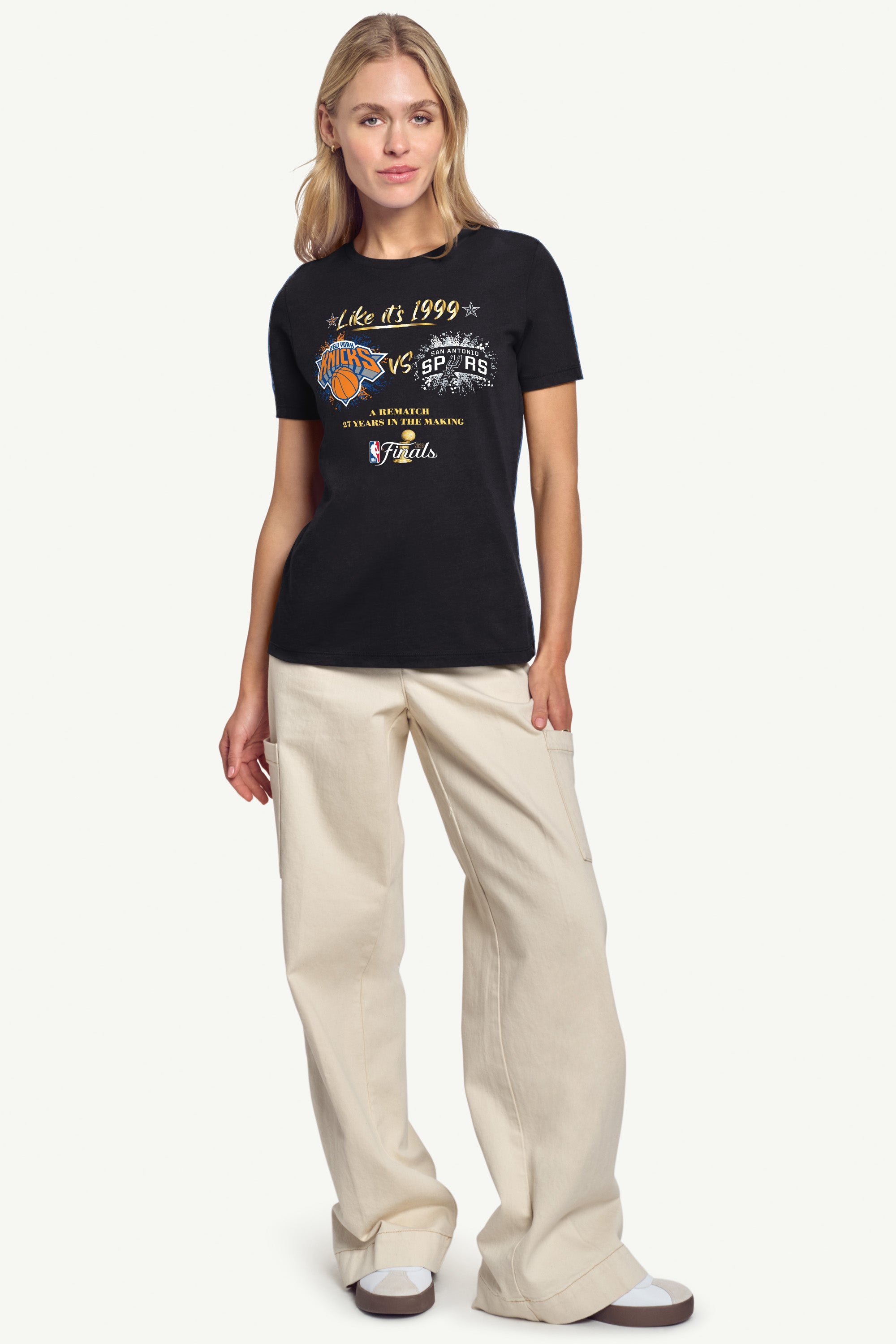 WOMENS NEW YORK KNICKS VS SAN ANTONIO SPURS 2026 NBA FINALS T SHIRT View 4