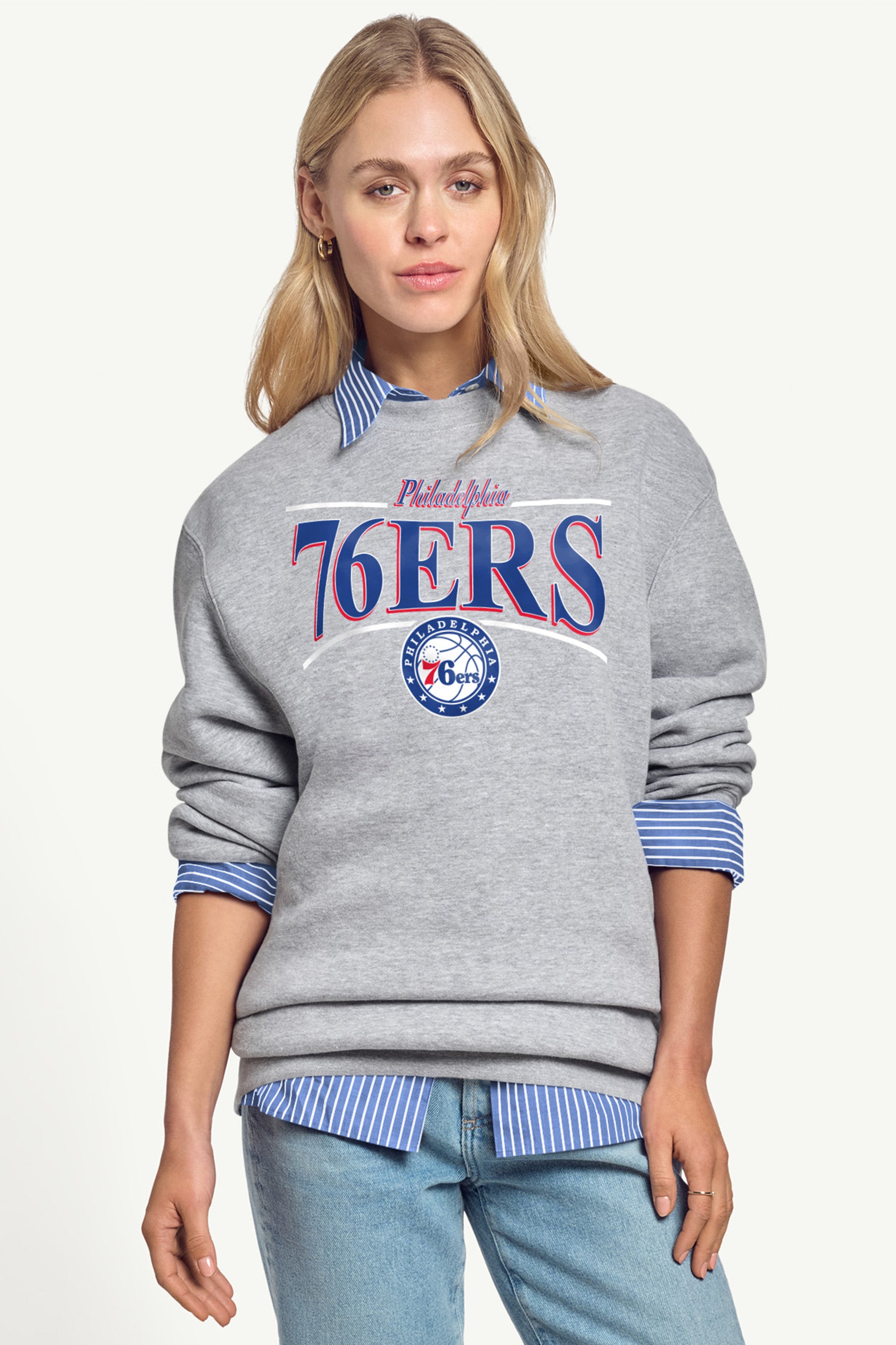 WOMENS PHILADELPHIA 76ERS ARCH SWEATSHIRT View 1 | Philadelphia 76ers