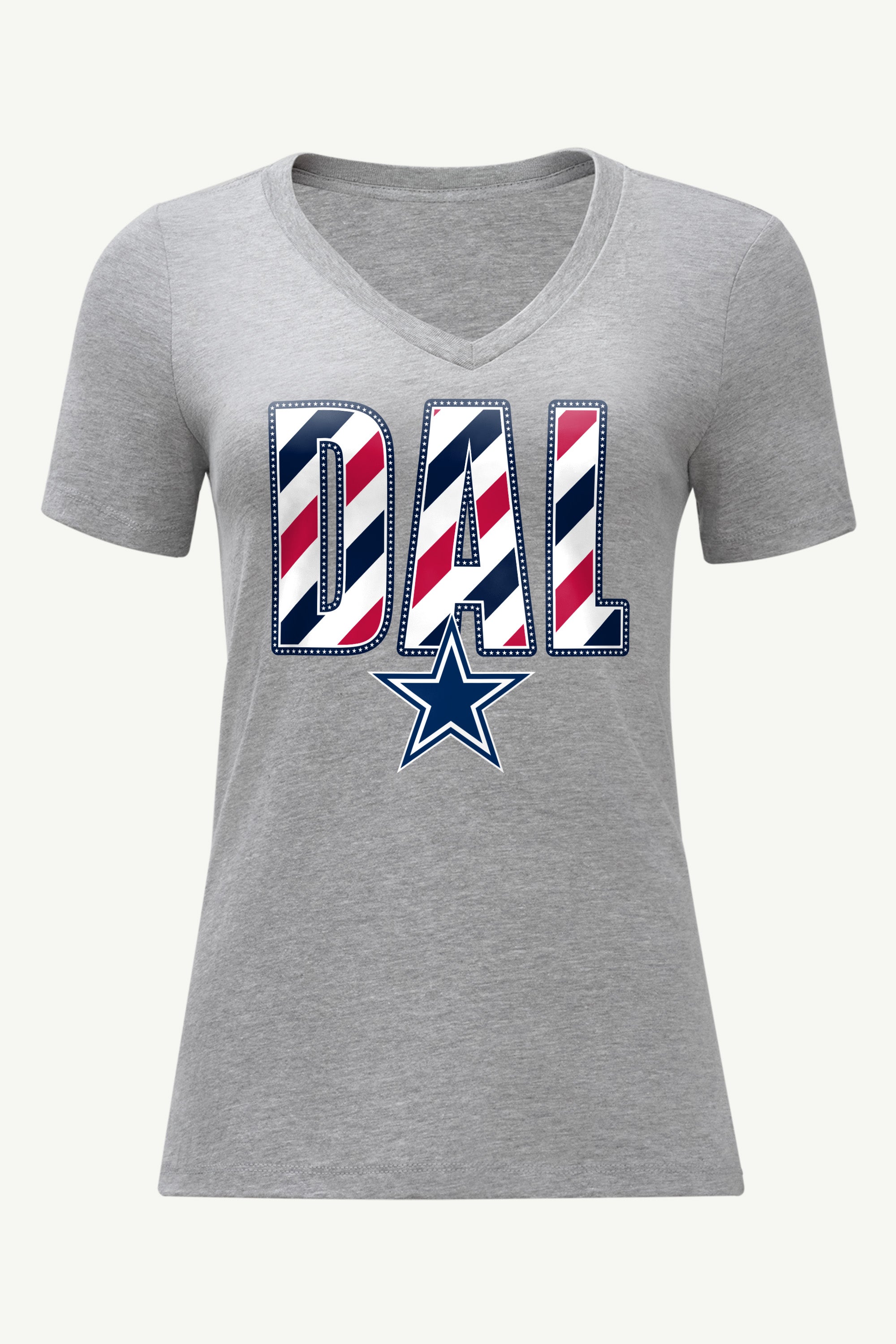 WOMENS DALLAS COWBOYS STARS AND STRIPES V NECK T SHIRT View 1