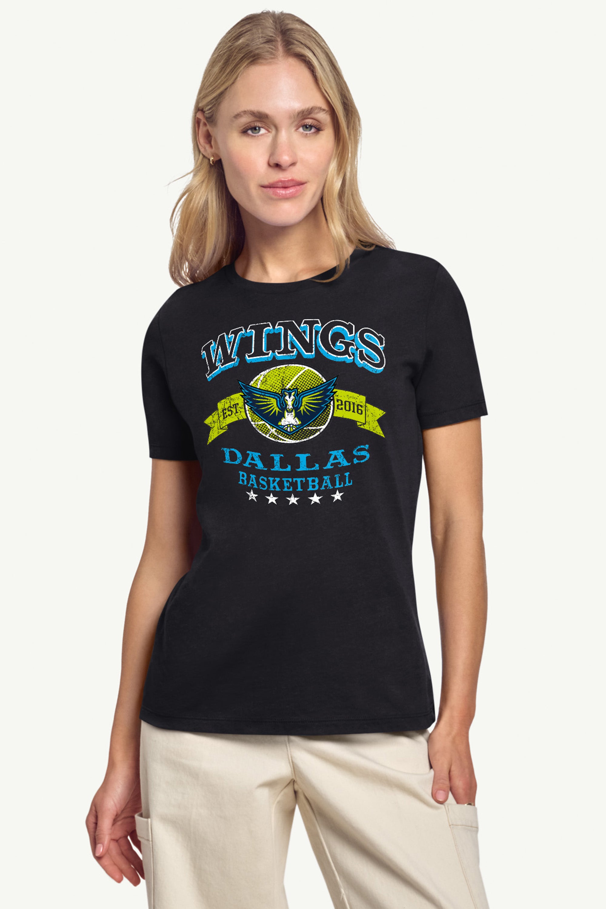 WOMENS WNBA DALLAS WINGS BLEACHERS & BANNER T SHIRT View 4 | Dallas Wings