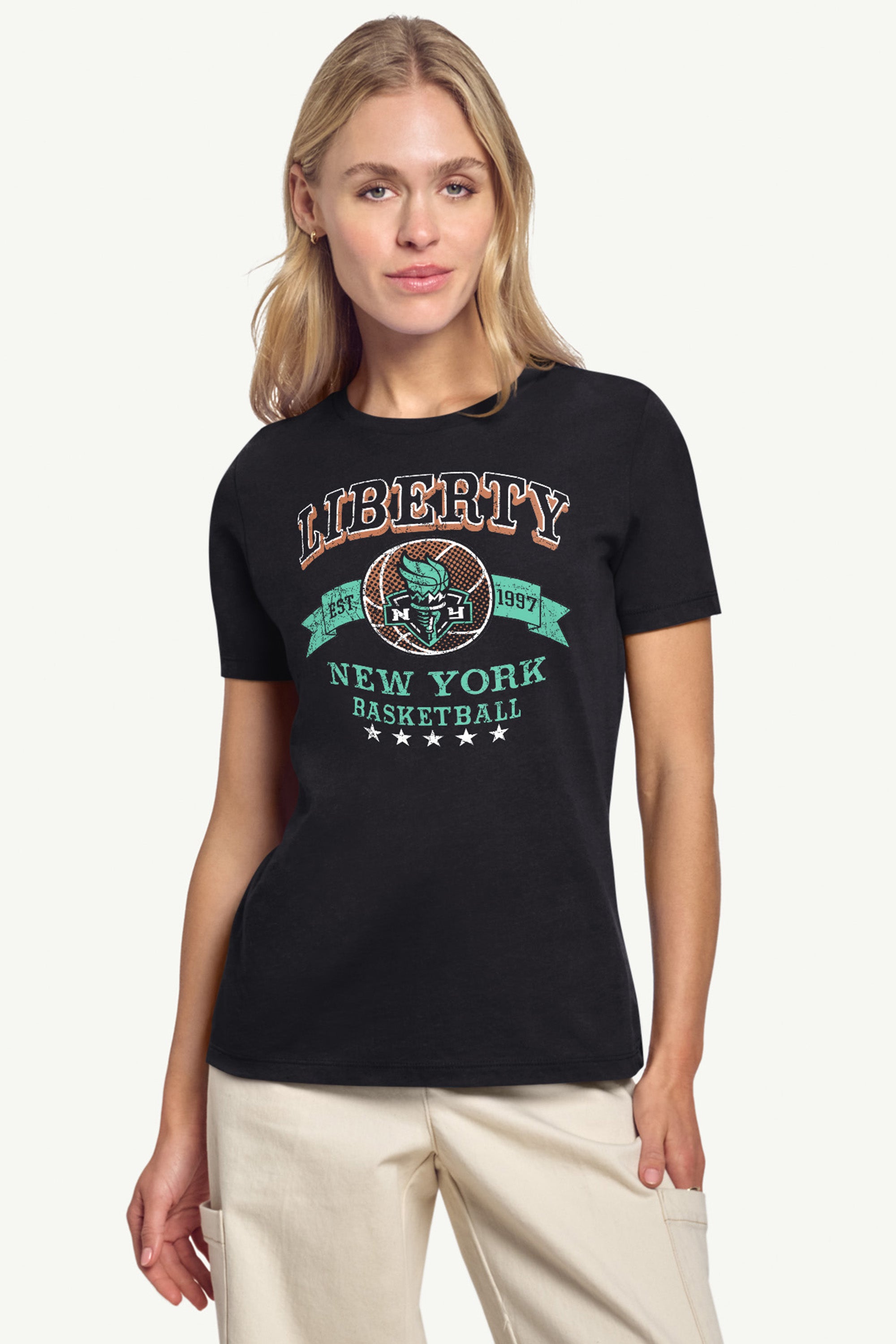 WOMENS WNBA NEW YOR LIBERTY BLEACHERS & BANNER T SHIRT View 4 | New York Liberty