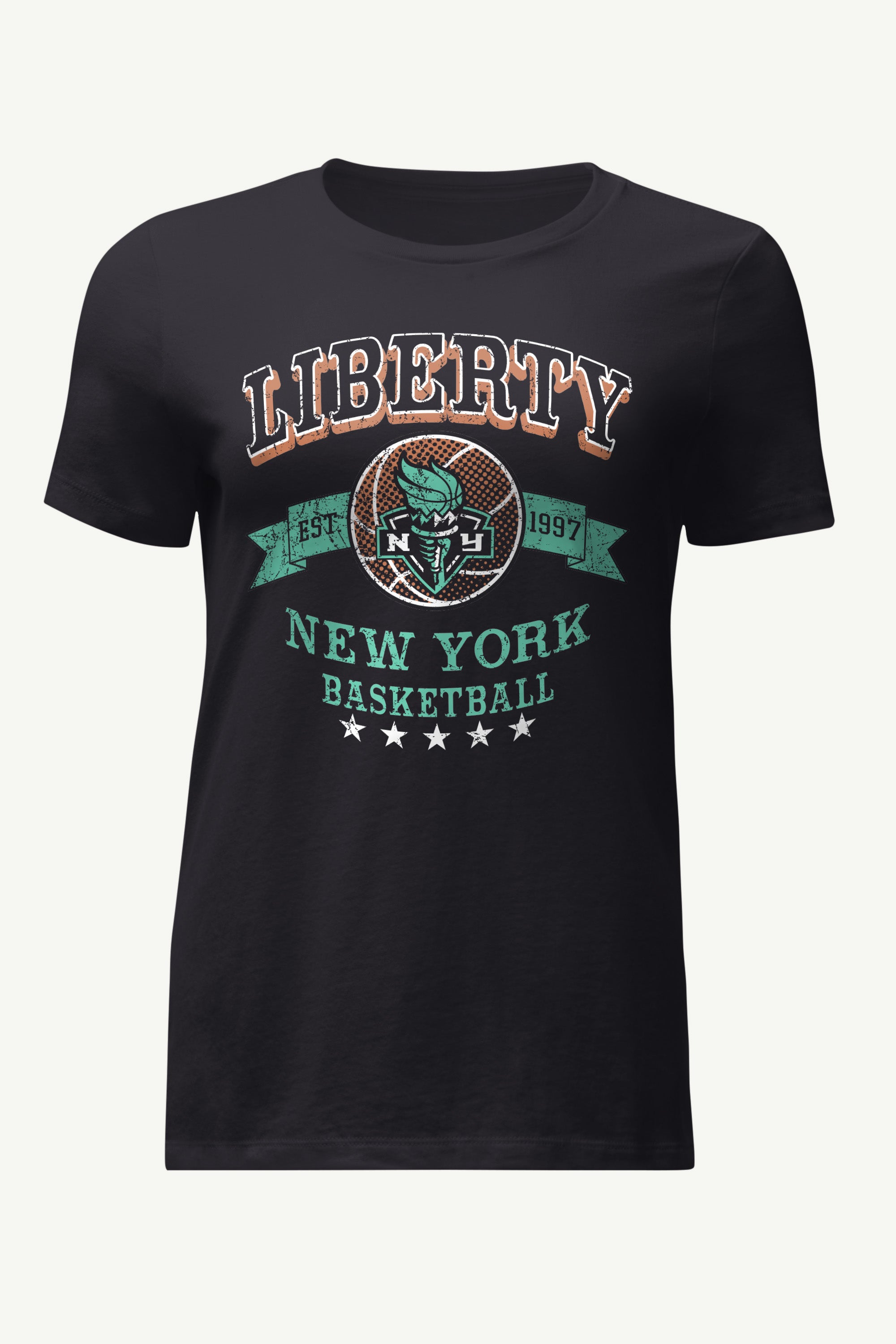 WOMENS WNBA NEW YOR LIBERTY BLEACHERS & BANNER T SHIRT View 1 | New York Liberty