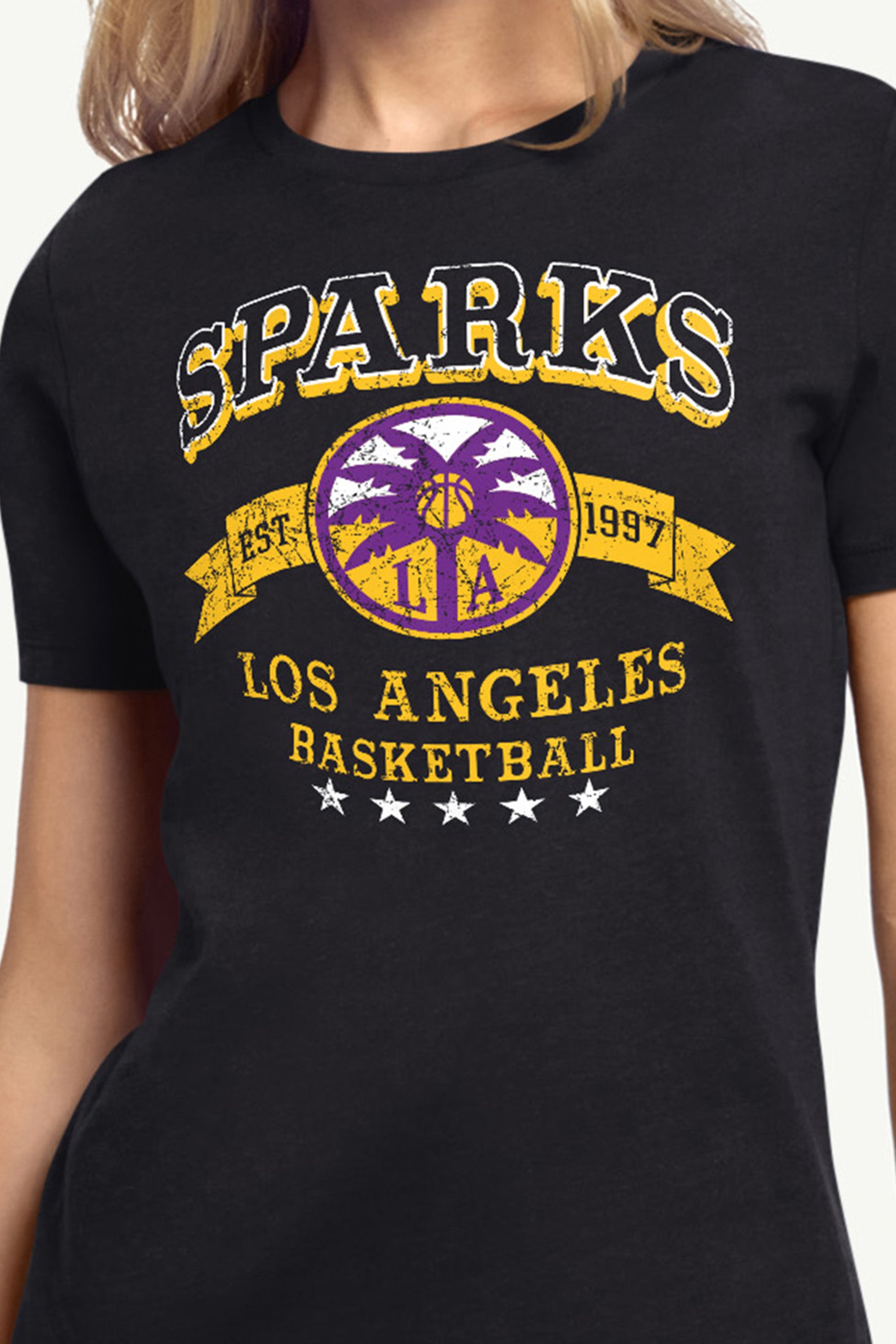 WOMENS WNBA LOS ANGELES SPARKS BLEACHERS & BANNER T SHIRT View 2 | Los Angeles Sparks
